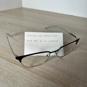 Prada VPR59U 1BO-1O1 Eyeglasses Silver Black Metal Frames READ 53-17-145 Italy